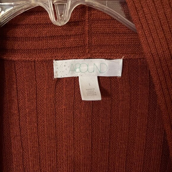 Abound Long Sleeve Open Front Ribbed Cardigan Sweater, Size L - Picture 2 of 4